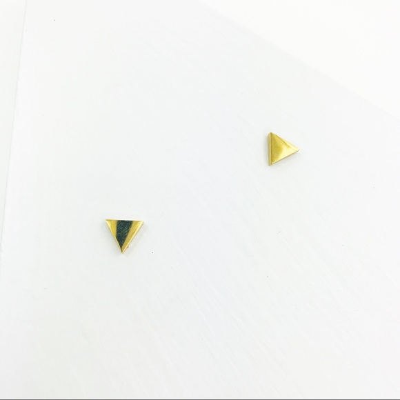 RESTOCKED Gold Triangle Studs - Picture 3 of 8